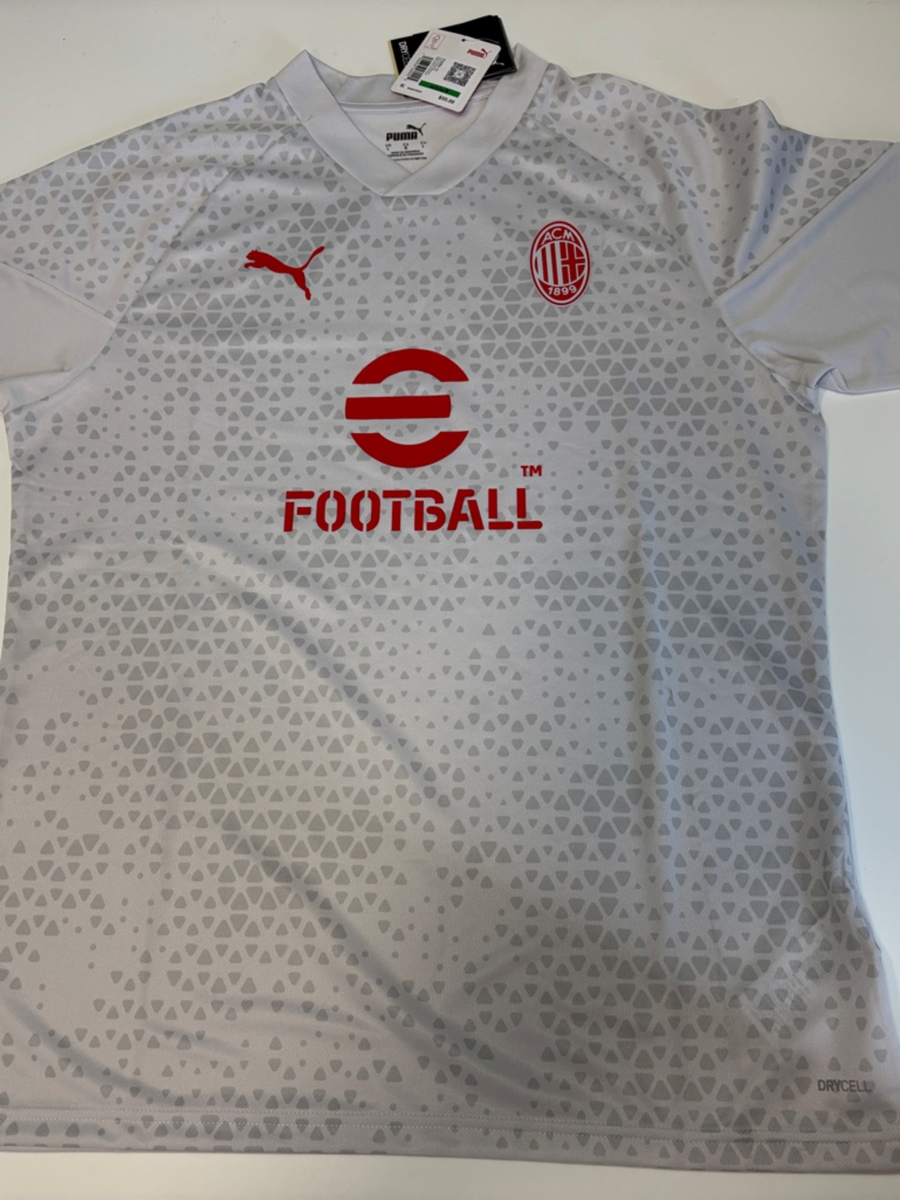 Puma AC Milan Pre Match Soccer Jersey Gray Men’s Size L NWT